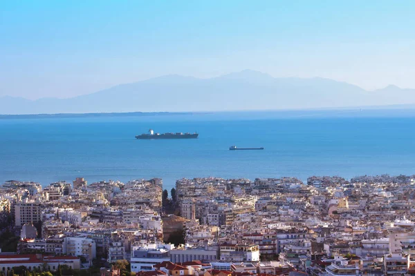Panoramic View Thessaloniki City Sea Olympus Mountain Thessaloniki Greece — Stock Photo, Image