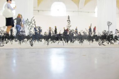 Kyiv, Ukrayna - 16 Eylül 2012: Büyük Heykel Salonu çerçevesinde sergi. Arcenal Sergi Merkezi