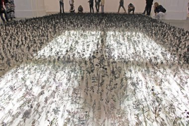 Kyiv, Ukrayna - 16 Eylül 2012: Büyük Heykel Salonu çerçevesinde sergi. Arcenal Sergi Merkezi