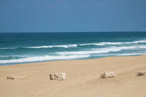 Песчаный Пляж Средиземного Моря Ашкелоне Израиль — стоковое фото