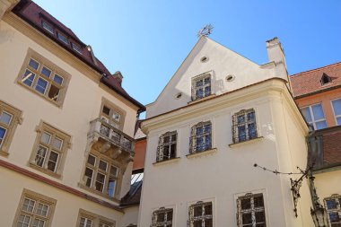 Bratislava Belediyesi 'nin Bratislava, Slovakya' daki ana meydana (hlavne name mestie) kurulmuş avlusu