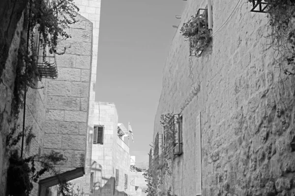 Arquitectura Ciudad Vieja Jerusalén Israel Blanco Negro —  Fotos de Stock