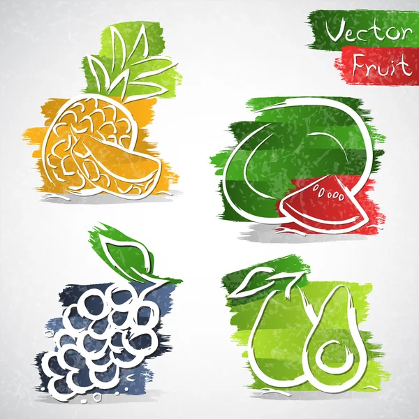 Iconos de frutas — Vector de stock