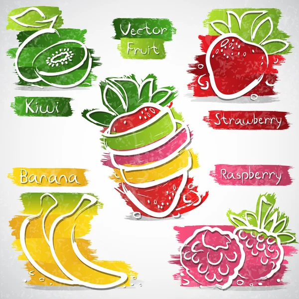 Iconos de frutas — Vector de stock