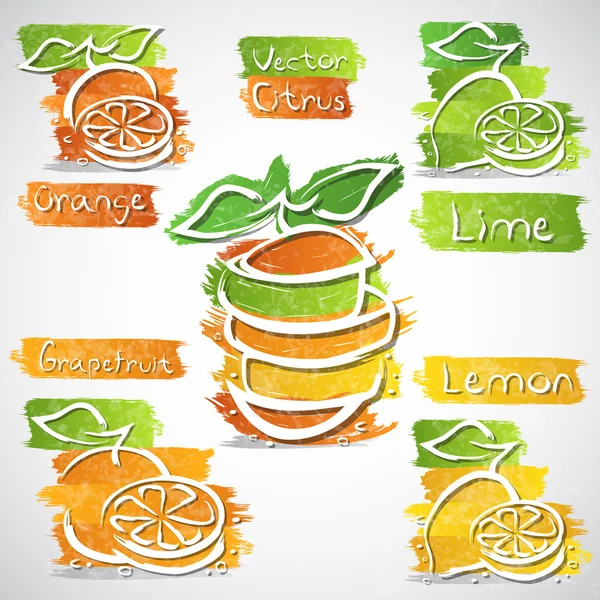 Iconos de frutas — Vector de stock