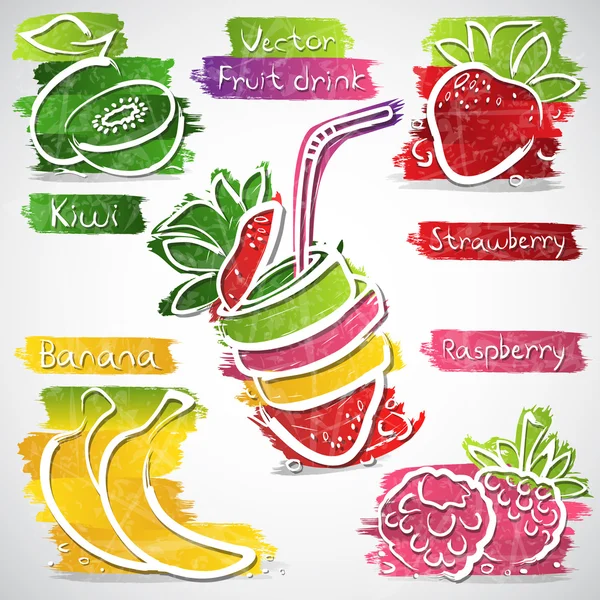 Iconos de bebidas de frutas — Vector de stock