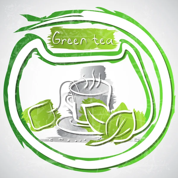 Té verde — Vector de stock