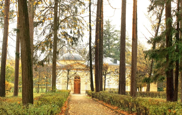 Old-time landgoed tussen de herfst bomen — Stockfoto