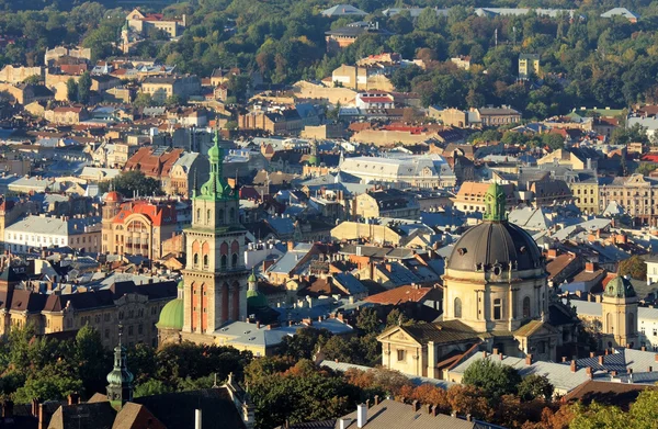 Lvov şehir, üstten görünüm — Stok fotoğraf