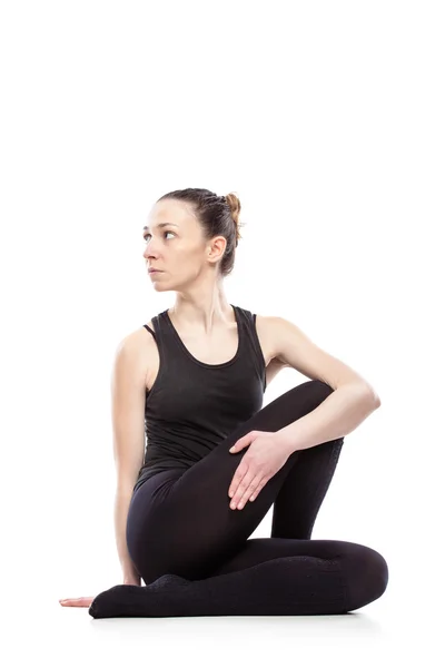 Caucasian woman exercising pilates — Stock Photo, Image