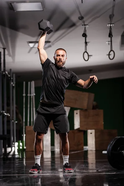 Atleta Muscular Levantando Pesos Muito Pesados Homem Trabalhando Fora Dentro — Fotografia de Stock