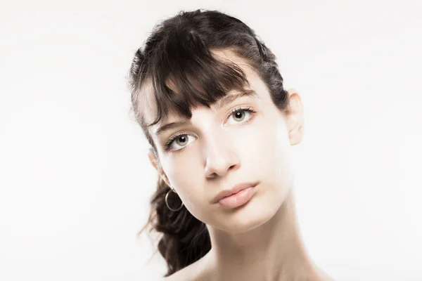 Beautiful Young Girl Studio Portrait Looking Camera — Stock Photo, Image