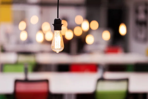 Decorative Lightbulb Hanging Modern Coworking Office Space — Stock Photo, Image