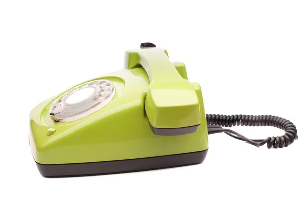 Green Telephone Retro Style White Background Vintage Phone Handset Receiver — Stock Photo, Image