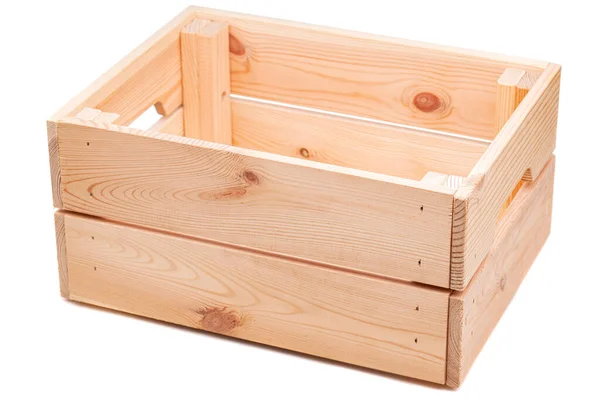 白い背景に隔離された小さな木製の箱 — ストック写真