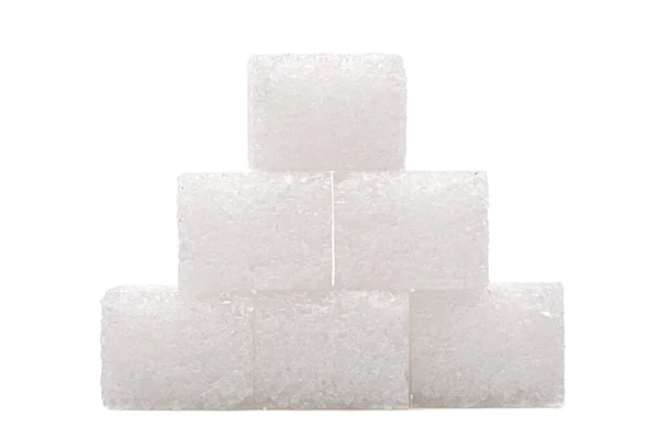Cubos Azúcar Uno Sobre Otro Aislados Sobre Fondo Blanco — Foto de Stock