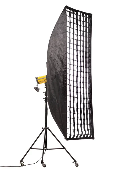 Flash Φως Softbox Ταινία Και Πλέγμα Στάση Τροχούς Εξοπλισμός Φωτισμού — Φωτογραφία Αρχείου