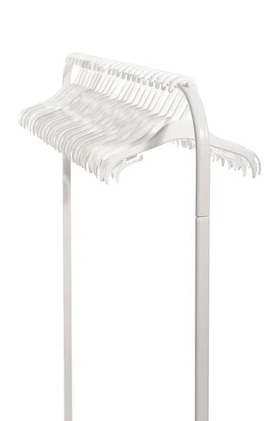 White Plastic Hangers Clothes Hanging Rod Clothing Rack Isolated White — 图库照片