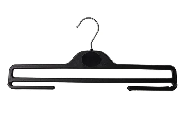 Schwarzer Kunststoffbügel Für Kleidung Isoliert Auf Weißem Hintergrund — Stockfoto