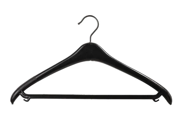 Cabide Plástico Preto Para Roupas Isoladas Fundo Branco — Fotografia de Stock