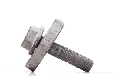 Bolt with washer. Screw fastener. Isolated on white background