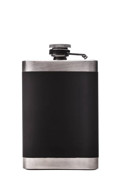 Alcohol Flask Metal Rubber Material Isolated White Background — Stockfoto