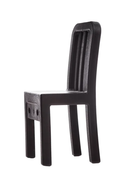 Petite Chaise Plastique Cintre Noir Avec Supports Muraux Isolés Sur — Photo