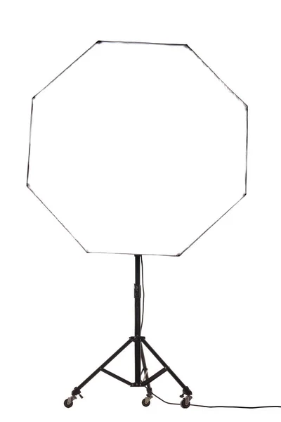 Luz Flash Com Octógono Octogonal Softbox Suporte Com Rodas Equipamento — Fotografia de Stock