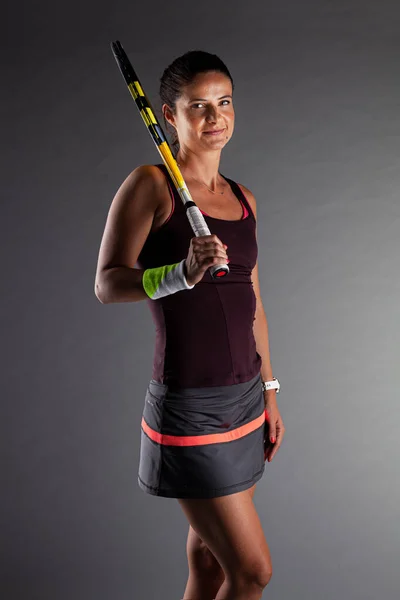 Jugadora Tenis Profesional Chica Con Raqueta Pelota —  Fotos de Stock