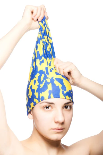 Cute Girl Short Hair Wearing Fashionable Bandana Her Head Isolated — Stock Photo, Image