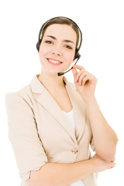 Cute business customer service woman smiling — Stock Photo, Image