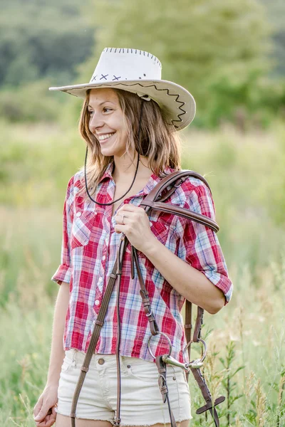 Szczęśliwy cowgirl — Zdjęcie stockowe