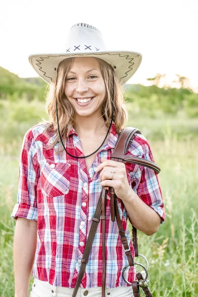 Šťastný cowgirl — Stock fotografie