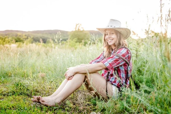 Šťastný cowgirl — Stock fotografie