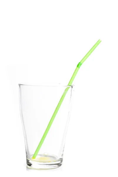 Leeg glas met een rietje — Stockfoto