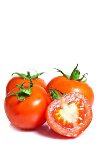 Red tomatoes isolated on white background — Stock Photo, Image