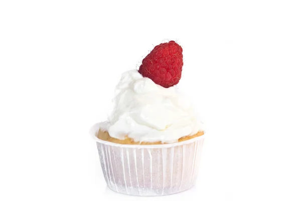 Cupcakes à la crème et framboises — Photo