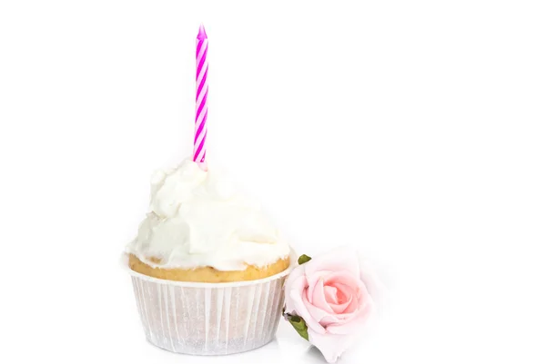 Cupcake różowy urodziny — Zdjęcie stockowe