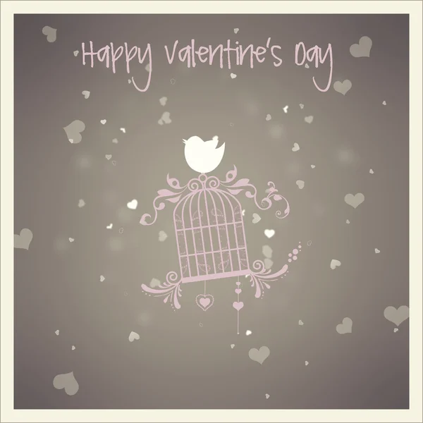 Love bird with birdcage and heart — Stock Photo, Image
