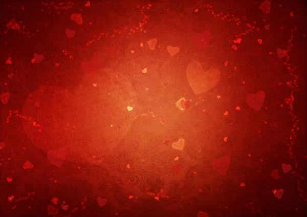 Fondo rojo de San Valentín con corazones — Foto de Stock