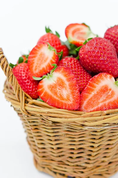 Strawberries in basket — Stok fotoğraf