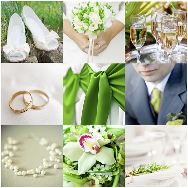 Collage of nine wedding photos — Stock Photo, Image