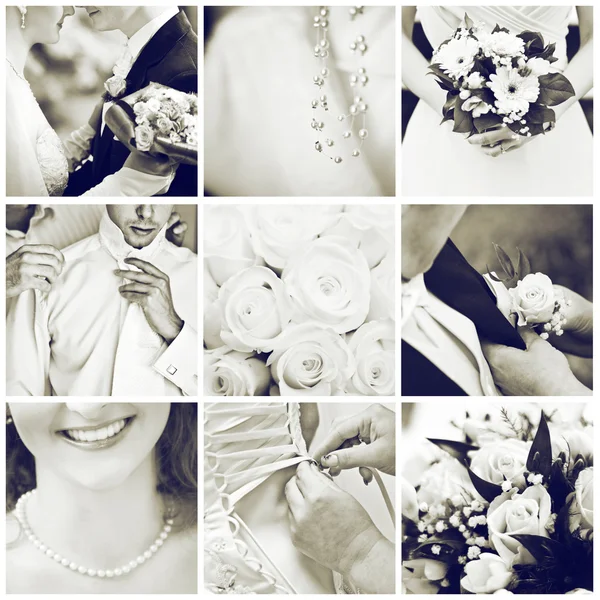 Collage of nine wedding photos — Stock Photo, Image