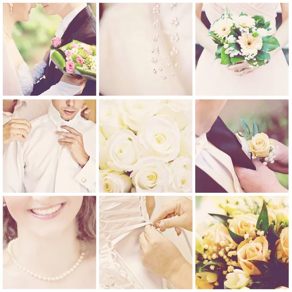 Collage of nine wedding photos — Stock Photo, Image