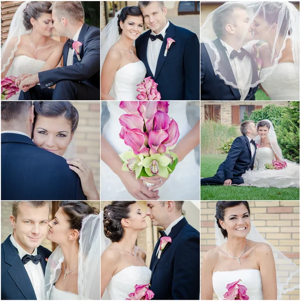 Collage aus neun Hochzeitsfotos — Stockfoto