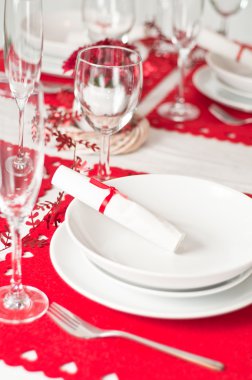 Kırmızı ve beyaz Noel tablo ayarı