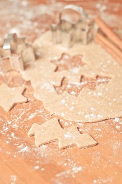 gelişi sırasında kurabiye ve bisküvi pişirme. Noel için hazırlanıyor