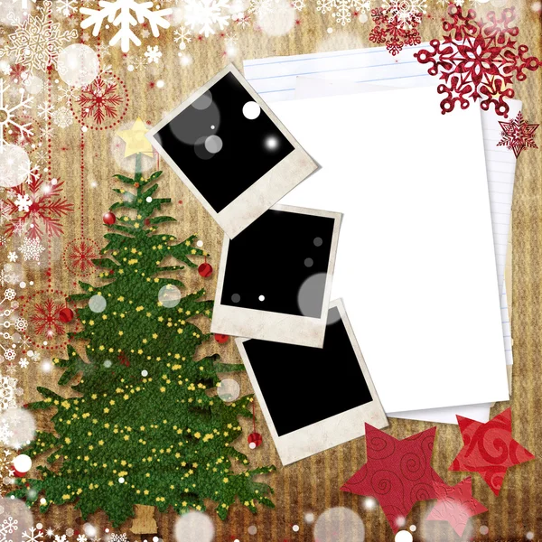 Tarjeta de felicitación de Navidad con decoraciones — Foto de Stock