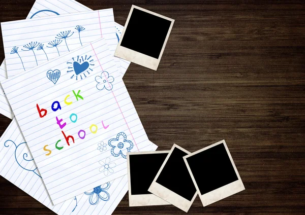 Back to school text on notepad — Stock Photo, Image
