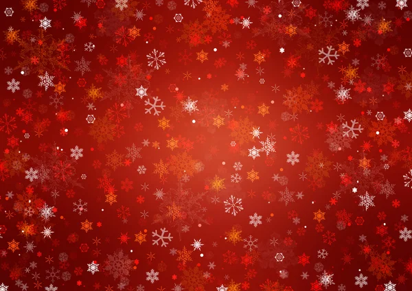 Kar taneleri ile kış kırmızı Noel arka plan — Stok fotoğraf